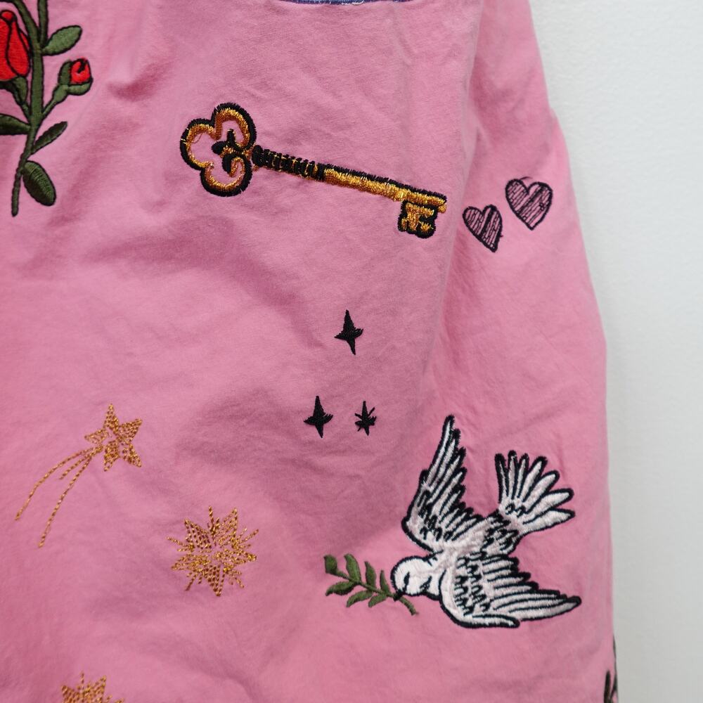 Maeve by Anthropologie Pink Swan Embroidered Bow Mini Shift Dress - Picture 12 of 16